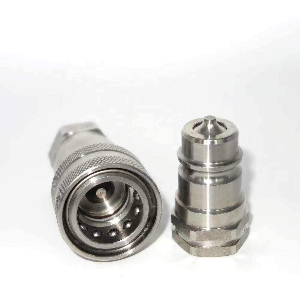 Hydraulic Coupling ISO 7241-A Stainless Steel Double Shut-off BSP NPT Thread Quick Disconnect Coupler with Dust Cover